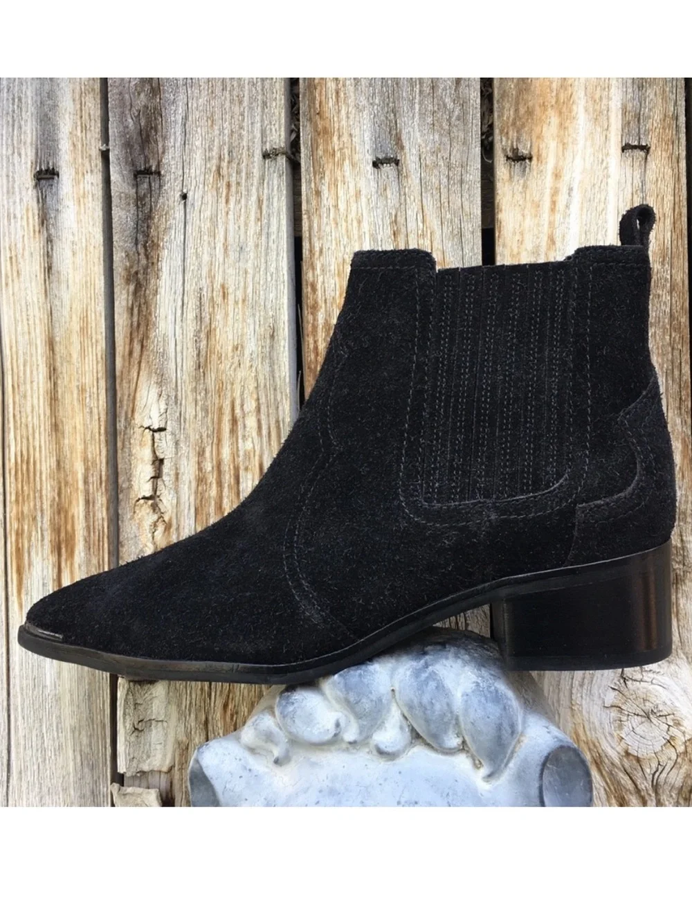 NWT Marc Fisher Yohani Pointed Toe Western Boot Suede Black 7.5